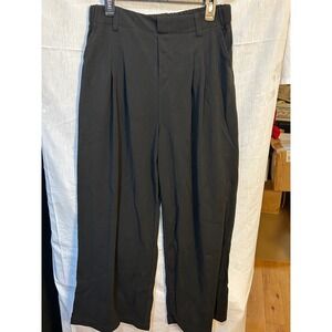 Halara Black Wide Leg Pleated Pullon Pants Womens Size 44 Flowy Comfortable